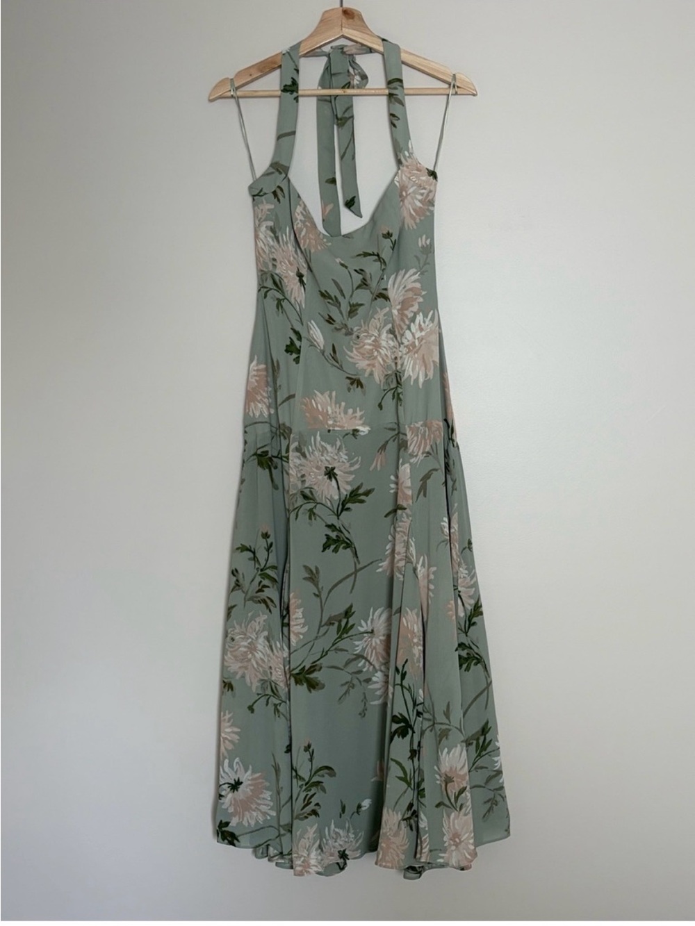Reformation Yanitza Halter Neck Midi Dress Pergola Green Floral | US 6 - Picture 4 of 6